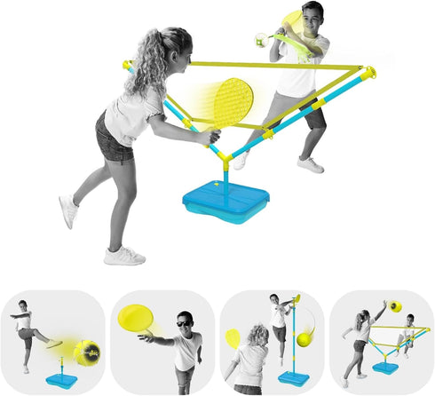 Swingball 5 in 1 Game Set - Includes Soccer, Volleyball, Tailball, and Tennis for Outdoor Fun
