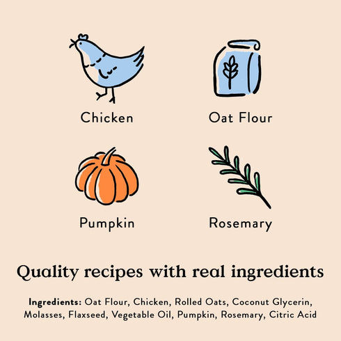 Bocce's Bakery Oven Baked Chicken Recipe Treats for Dogs, Wheat-Free, All-Natural Soft & Chewy Cookies, 6 oz