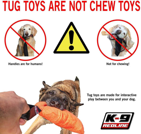 Redline K9 Bundle of 2 French Linen Dog Tug Toy - 3 inch X 10 inch with 1 Handle (Pink)