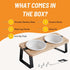 Elevated Cat Ceramic Bowls Stand for Food & Water, Anti-Vomit, Tilted Feeding Position, Bamboo Body Stand