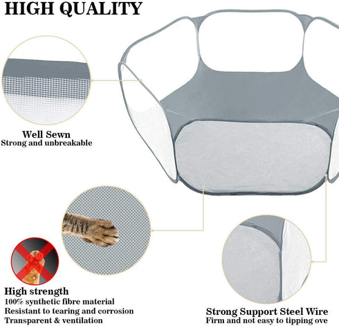 Small Animals Tent - Reptiles Cage, Breathable Transparent Pet Playpen for Outdoor/Indoor Exercise, Portable Yard Fence