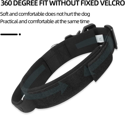Tactical Dog Collar with Handle, Adjustable Nylon Design for Medium to Large Dogs, Quick-Release Alloy Snap Buckle