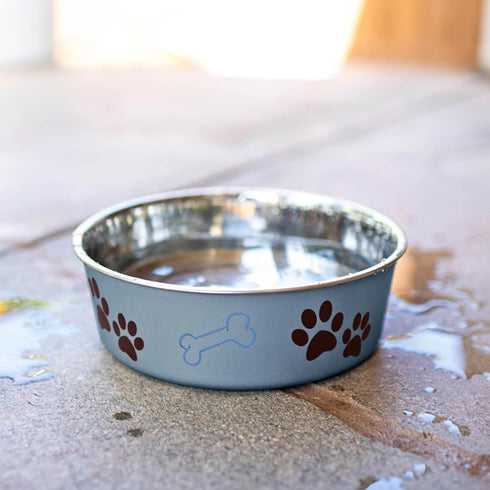 Loving Pets Bella Dog Bowls, Stainless Steel, Spill Proof, Small 10-20 lbs, Blueberry
