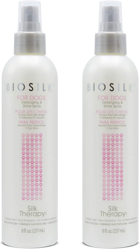 BioSilk for Dogs Silk Therapy Detangling Mist, 8 Oz - Best Detangling Spray for Shiny Coats and Dematting