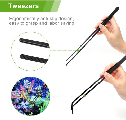 Quarium Aquascape Tools Kits, 4 in 1 Anti-Rust Aquatic Plant Tool Set, Stainless Steel Tweezers Scissors Spatula