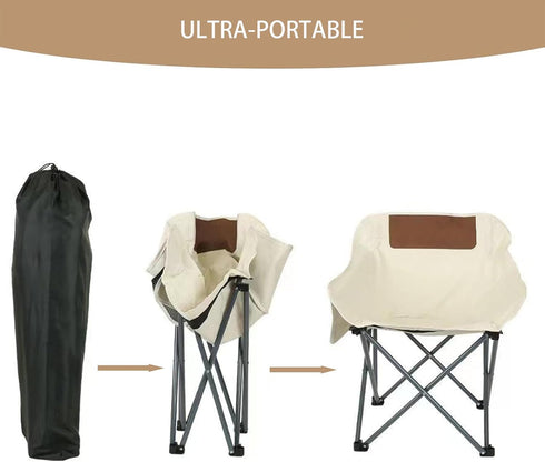 330 lbs Portable Folding Chair - Heavy Duty with Carry Bag, Padded Seat & Side Pockets for Camping, Fishing