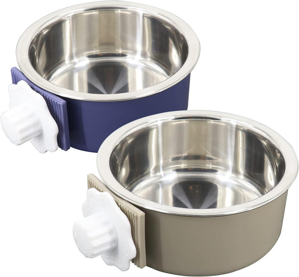 Dog Crate Bowl, Hanging Stainless Steel Removable Pet Crate Water & Food Bowls, 2PCS for Cat Puppy Birds