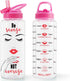 Home Tune 32oz Motivational Water Bottle with Straw & Time Marker, BPA FREE, Leak Proof, Easy Clean (Savage & Average)