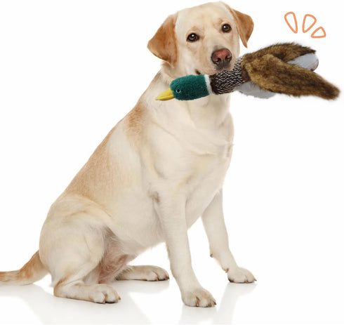Interactive Mallard Duck Dog Toy, Squeaky Puzzle Toy for Small Medium Large Dogs, Plush Chew Toy