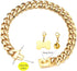 Gold Dog Collar 18k Cuban Link Chain, Chew Proof Stainless Steel, 15mm/19mm Wide, 10-26inch