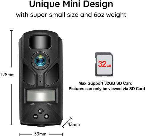 OUTDOOR EXPERT 20MP 1080P 940nm IP66 80ft Mini Trail Camera, Hunting Camera with No Glow Night Vision Motion Activated