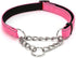 Pink Martingale Dog Collar, Reflective Nylon Adjustable Stainless Steel Chain Collar, No Pull Training Collar for Small