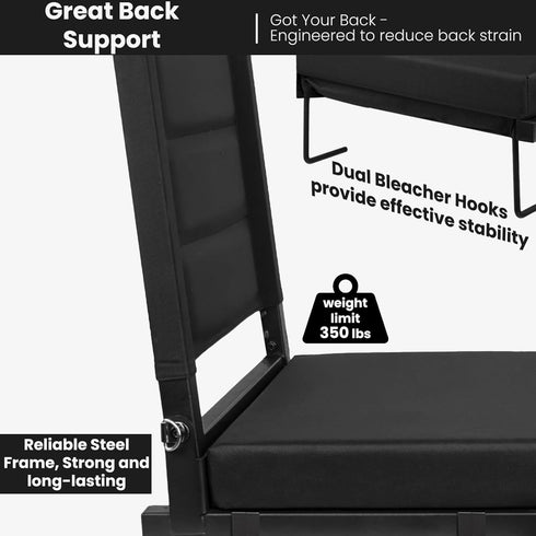 Stadium Seats with Back Support, Portable Bleacher Chairs with Back and Cushion, Thick Padded Bleacher Seat