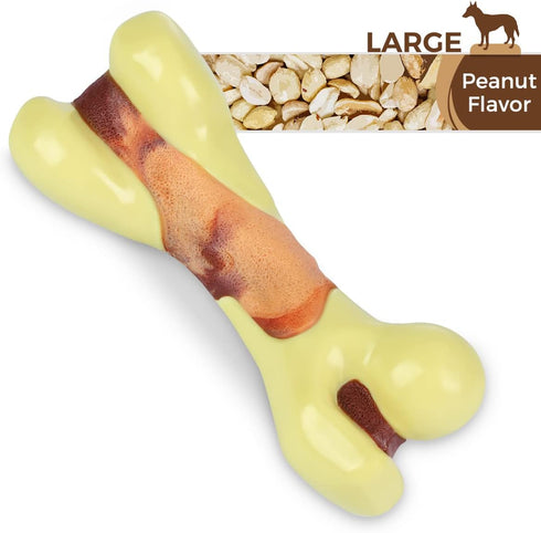 Tikaton Dog Chew Toys, Durable Peanut Butter Flavor Bones for Large/Medium/Small Puppies, Aggressive Chewers