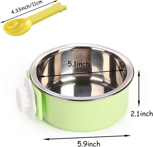 kathson 3 PCS Crate Dog Bowl, Stainless Steel Removable Hanging Food and Water Feeder Bowls for Pets