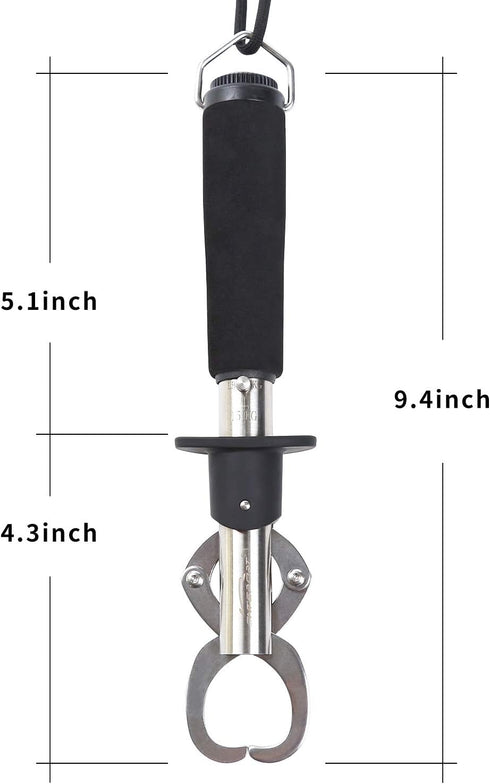 Lip Gripper With Scales - Professional Fish Holder, Stainless Steel Grabber, 40 Pound Weight Scale Tool
