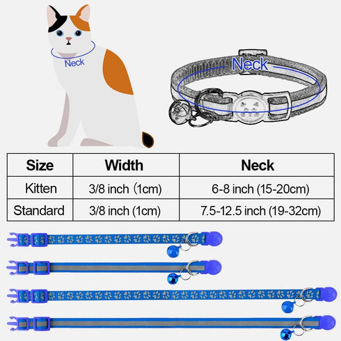 Taglory Reflective Cat Collar, Breakaway with Bells, Adjustable 7.5-12.5 Inch, Navy Blue, 2 Pack for Girl Boy Pets