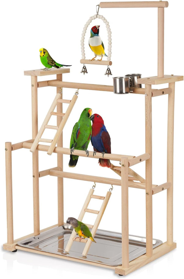 Pet Parrot Playstand Parrots Bird Playground Bird Play Stand Wood Perch Gym