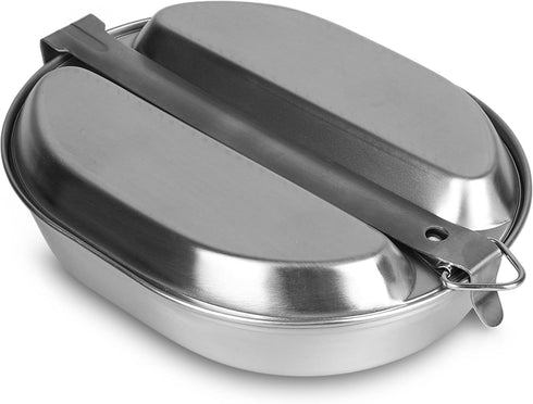 Goetland 304 Stainless Steel US Military Mess Kit Plate Set for Outdoor Camping, Hiking, Picnic, BBQ