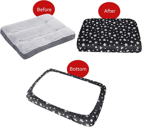 Dog Bed Covers Replacement, Washable Pet Hair Easy to Remove, Waterproof Noiseless Quilted Covers, Lovely Black Star