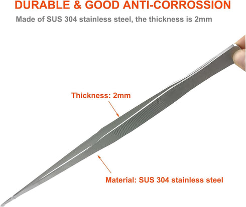 Extra Long Tweezers, 18.9 inch Stainless Steel Feeding Tongs for Fish Tank and Aquascaping
