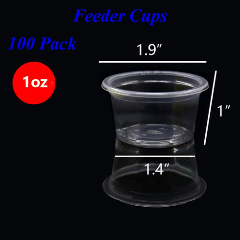Small Gecko Food and Water Cups - Plastic Feeder Cups, 100 Pack Feeding Bowls for Gecko Lizard and Other Small Pets, 1