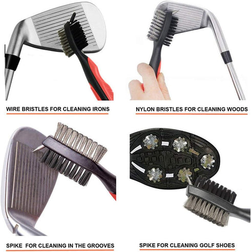 Golf Tool Set with Club Groove Sharpener, Retractable Brush, Cleaner for Wedges & Irons