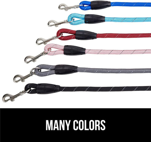 Gorilla Grip Heavy Duty Dog Leash - Soft Handle, Strong Reflective Rope for Night Walking, Pink