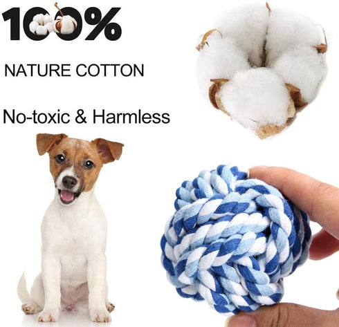 Dog Rope Ball Toy 2Pack, Medium Breeds Knot Rope Toys for Teething and Boredom