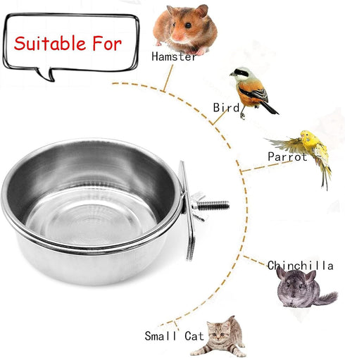 Tfwadmx Bird Feeding Dish Cups, 2PCS Clamp Holder for Parrot Food Bowl, Bird Cage Water Bowl