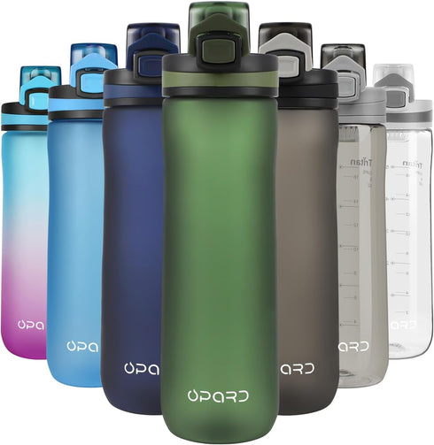 Opard Sports Water Bottles - 20/24 Oz BPA Free Leak Proof Tritan Plastic Bottle with Flip Top and Straw