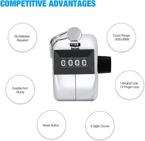 SLTG2020 2PCS Set 4 Counter Portable Digit Handheld Number Click Golf Tally Recorder
