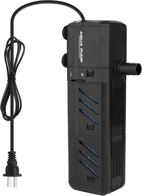 NO.17 Submersible Aquarium Internal Filter, 8W Adjustable Fish Tank Filter with 200 GPH Water Pump for 10-50 Gallon