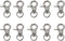 10pcs Stainless Steel Pet Birds Cage Metal Hook Clip, Iron Door Buckle Lock for Bird Cage (Silver)