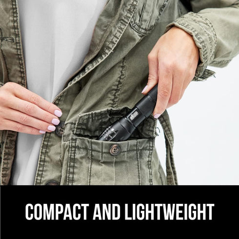 Gorilla Grip Powerful LED 750 FT Water Resistant Tactical Flashlight, High Lumens Ultra Bright, 2 Pack Black
