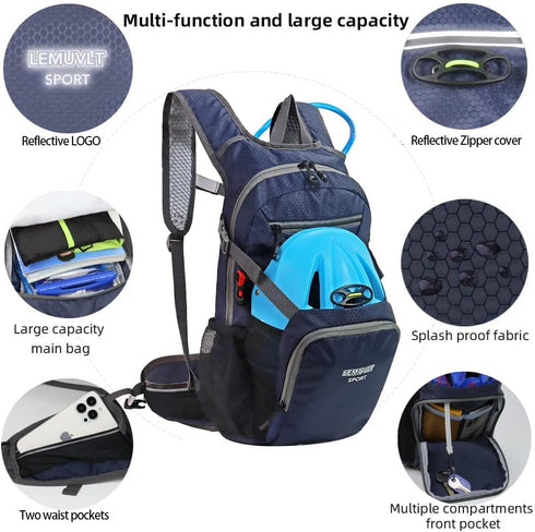 Lightweight Waterproof Hiking Daypack, 15L Durable Backpack for Skiing, Snowboarding, Running