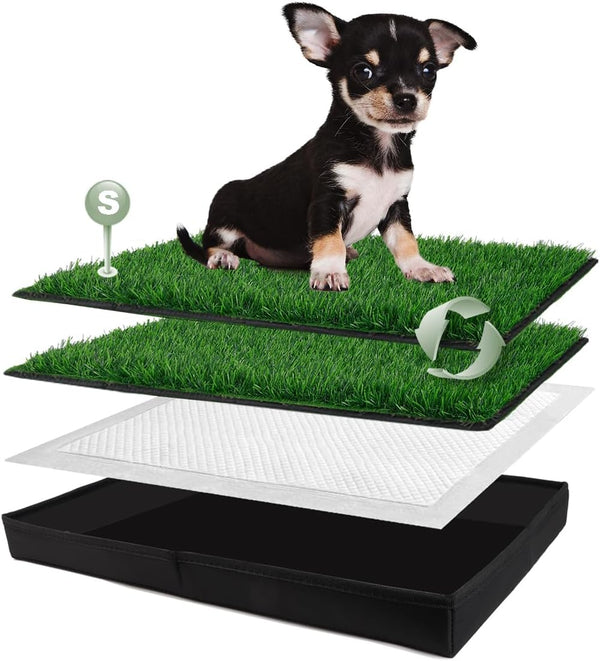 HQ4US 4LEGS Dog Grass Pad with Foldable Dog Litter Box, Small Liner