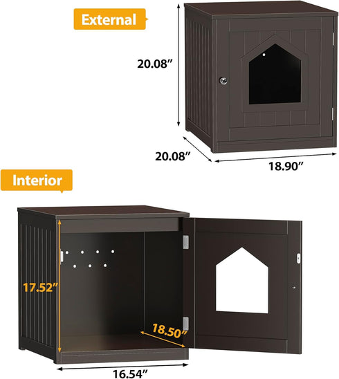 ZENY Cat Litter Box Furniture Hidden, Enclosed Cat Litter Box with Vent Holes, Indoor Cat Box Cabinet, Wooden Cat