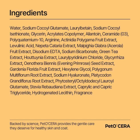 PetO’Cera All-in-One Cat Shampoo and Conditioner, Hypoallergenic Skin & Coat Care, 10.1oz