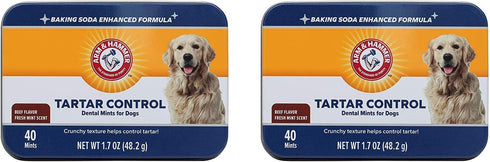 Arm & Hammer Tartar Control Dental Mints for Dogs, Beef Flavor, Pack of 2, Reduces Plaque & Tartar Buildup