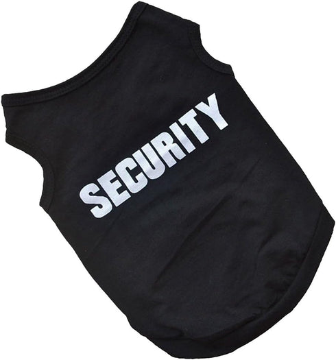 2Pack Dog Security Costume Cotton Dog Shirt - Small Dog Boy Pet Clothes Boss/Security Black Vest T-Shirts