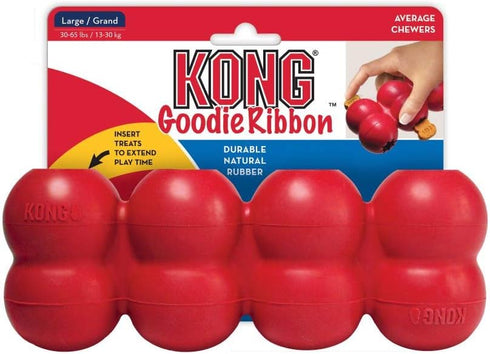 KONG Ring and Goodie Ribbon - Durable Rubber Chew Toy and Treat Dispensing Toy for Large Dogs