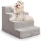 Dog Stairs for Small Dogs, 18" H, 4-Step Non-Slip Pet Steps for High Bed Couch, Washable Cover, Grey