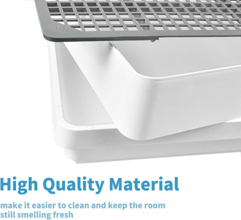 PODOO Rabbit Litter Box Training Potty Tray for Guinea Pig & Small Pets Spacious Grid Pan with Low Entrance, Easy-Clean