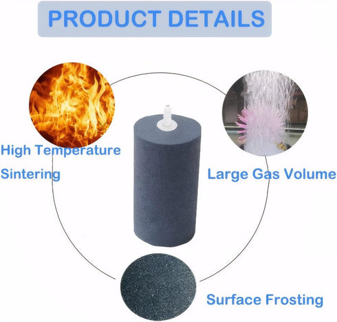 Large Air Stone Hydroponics, 4 x 2 Inch Bubble Diffuser for Aquarium, Fish Tank, Pond (3-Pack)