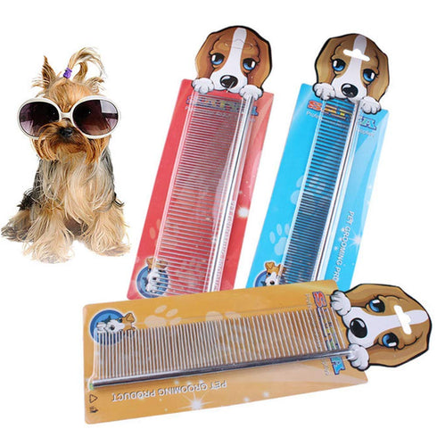 Dog Metal Comb, 7.5inch Dematting Tool, Stainless Steel Teeth for Grooming Dogs and Cats (M: 19x4cm)