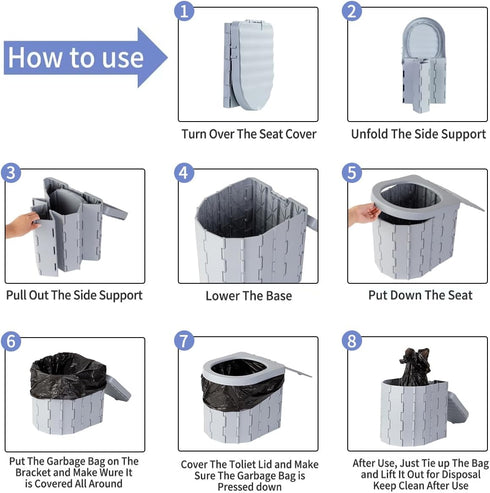 Generic Portable Toilet Kit, Camping Toilet with Pop-Up Privacy Tent Toilet Bags, Washable Portable Outdoor Showers