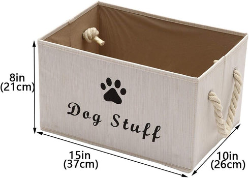Geyecete Large Fabric Storage Bins, Collapsible Cube Basket for Dog Apparel & Accessories, Beige