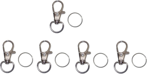 JL Missouri Parts & Misc. 5X Snap Hooks Lanyard Keychain Clips 1 1/4" with 1/2" Split Rings,