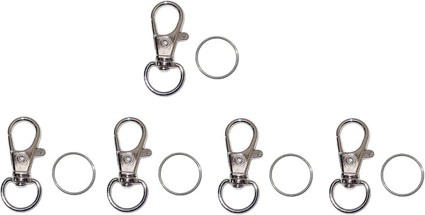 JL Missouri Parts & Misc. 5X Snap Hooks Lanyard Keychain Clips 1 1/4" with 1/2" Split Rings,